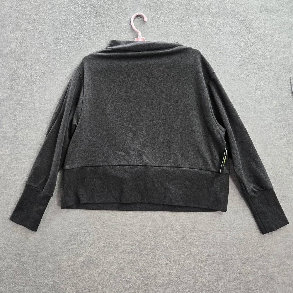 Nike Women Sweatshirt L Gray  Yoga‎ Training Pullover Cropped Loose Fit NWT